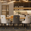 Set 2 Leather Kitchen Dining Chairs Tufted Gold Lion Head Pull Ring Accent Chair