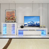 200CM Width White TV Stand Matt Cabinet Unit Modern High Gloss Door LED Light