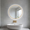 Black/Gold Round LED Bathroom Mirror With Warm Backlit Lights Clock Demister Pad