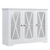 Large Modern GLASS 3Door Sideboard Cupboard Display Cabinet Buffet 120cm Storage