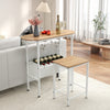 Natural Dining Table Set 3PCS with 2 Stools Storage Rack Footrest