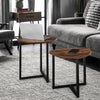 Vintage Round Triangle Nesting Table Set Coffee Table w/ Metal Frame Living Room