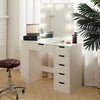 Modern White Dressing Table 6 Drawers with LED Lights Mirror Bedroom Makeup Desk