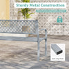 Outdoor Loveseat Chair Metal Patio Bench with Armrests-Gray