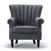 Upholstered Linen Fabric Armchair Wingback Scallop Chair Rivet Lounge Sofa Seat