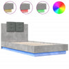 Bed Frame with Headboard and LED Lights Concrete Grey 90x190 cm Single vidaXL