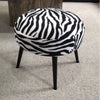 Handmade Zebra Fabric Round Pouffe Footstool with Black Metal Legs Boho stool