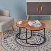 Set of 2 Round Nesting Coffee Table Compact Stacking Side Tables Space-Saving