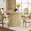 Round Dining Table for 4, Farmhouse Kitchen Table with Metal Base,...