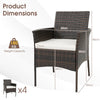 Patio Dining Chairs Set of 4 Garden Outdoor PE Wicker Chairs w/Removable Cushion