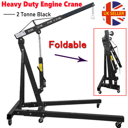 2 Ton Heavy Duty Hydraulic Folding Engine Motor Crane Stand Hoist Lift Jack UK