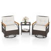 3 Piece Outdoor Swivel Chair Set Patio Wicker Rotating Chairs