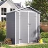 6x4 Plastic Garden Storage Shed Grey Resin Double Door Outdoor Shed With Windows