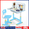 Kids Desk Chair Set School Student Child Kids Study Table Height Adjustable Blue