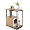 Indoor Cat Furniture End Table Cat House Wooden Cat Scratch Side Table-Natural