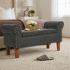 Linen Upholstered Arm Bench Bed End Window Seat Ottoman Storage Stool Bedroom UK