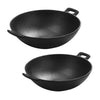Cast Iron Frying Pan with Loop Handles Cooking Wok Deep Griddle Skillet Soup Pot