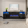 Electric Fireplace With TV Stand Unit Cabinet Fire Glass Heater Flame LivingRoom