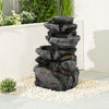 Solar Power Outdoor Water Feature Fountain 4Tier Rock Cascading Ornament w/Light