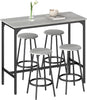 Bar Table Set 5 Piece Stools Industrial Dining Breakfast Table for Kitchen Home