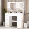Large White Dressing Table with LED Light Mirror Vanity Make up Desk 7 Drawers