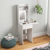 Small Dressing Table with Mirror LED Lights Vanity Desk with Fold-up Panel White
