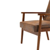 Solid Wooden Frame Distressed Tan Leather Upholstered Armchair Accent Chair