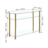 3 Tier Clear Tempered Glass Console Table Storage Shelf Golden Tubes Living Room