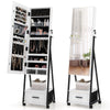 Mobile Jewelry Cabinet Floor Standing Lockable Jewelry Armoire Organiser-White