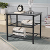 Sofa End Coffee Table Industrial Round Side Table w/ Metal Frame for Living Room