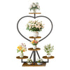 Strong Metal Plant Rack Floor Heart Shape Garden Flower Stand with 5 Pot Holders