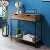 Console Table 2 Drawer Wooden Shelf Hallway Storage Side Furniture Bedroom-514