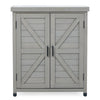 Grey Wooden Garden Storage Cabinet Weather-Resistant Magnetic Closure 2 Shelves