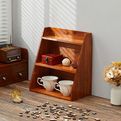 3 Tier Retro Storage Rack Wooden Desktop Organizer Cup Holder Makeup Shelf Stand