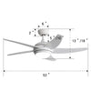 52"Ceiling Fan Chandelier Fan Light Remote Control/Reversible/Timer/3 Colour LED