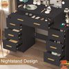 Black Dressing Table with LED Mirror 7 Drawers and 8 Shelves Vanity Makeup Desk