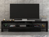Modern 160cm TV Unit Stand Cabinet High Gloss Doors Sideboard LED Light Black