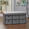 Linen Ottoman Storage Box Blanket Toy Box Seating Stool with 1/2/6 Drawers