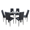 3 sizes Black Glass Dining Table and 4/ 6 Faux Leather Chairs Set Home Furniture