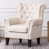 Retro Studded Linen Fabric Armchair Single Sofa Seat Reception Chair Living Room