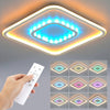 Modern Chandelier LED Lamp White Frame Ceiling Light With RGB Mode Square Olbuvr