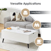 Wooden Lift Up Top Coffee Table With Storage Shelf Living Room Home Office White