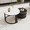 Nesting Coffee Tables Set of 2 Round Stacking Side Tables with Storage Drawers