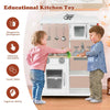 Toddlers Wooden Play Kitchen Pretend Play Cooking Set w/Microwave-White