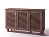 Shoe Storage Cabinet 3 Slatted Doors Rack Cupboard Stand Drawer Unit Footwear