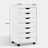 Office Cabinet Mobile Cabinet 7 Drawers with Wheels White