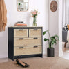 Rattan Chest of Drawers Storage Bedroom Furniture 4 Drawers Wooden Cabinet Unit