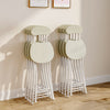 Foldable Table Chairs Set Bistro Dining Wood Workbench with X Shape Metal Legs