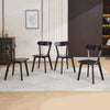 Set of 5pcs Black Solid Wood Curved Backrest Dining Chairs & Wood Dining Table
