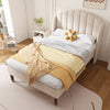 Upholstered Platform Bed 3ft Single Bed Frame with Headboard and wing Side Beige